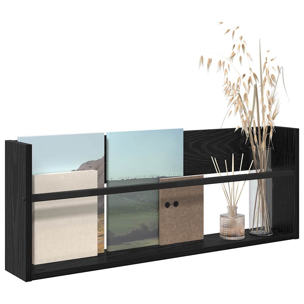 Magazinregal Schwarz Eichen-Optik 80 x 12 x 30 cm Holzwerkstoff