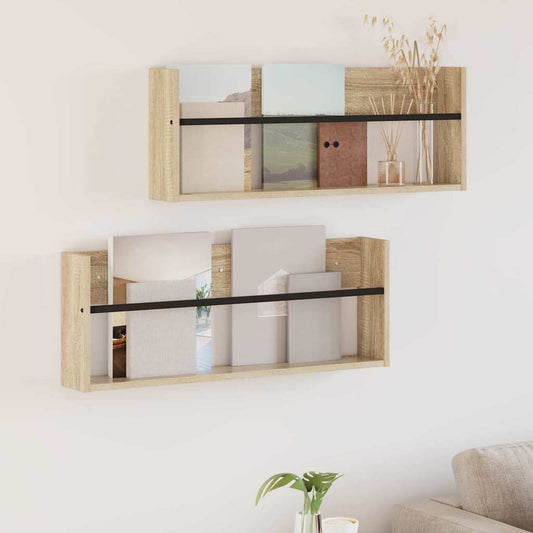 Magazinregal 2 Stk. Sonoma-Eiche 80 x 12 x 30 cm Holzwerkstoff
