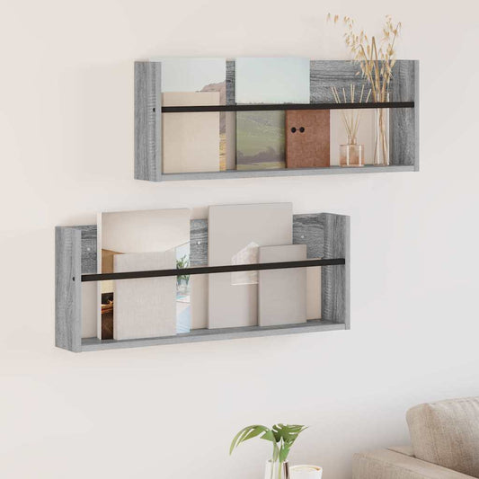 Magazinregal 2 Stk. Sonoma-Grau 80 x 12 x 30 cm Holzwerkstoff