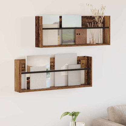 Magazinregal 2 Stk. Altholz 80 x 12 x 30 cm Holzwerkstoff