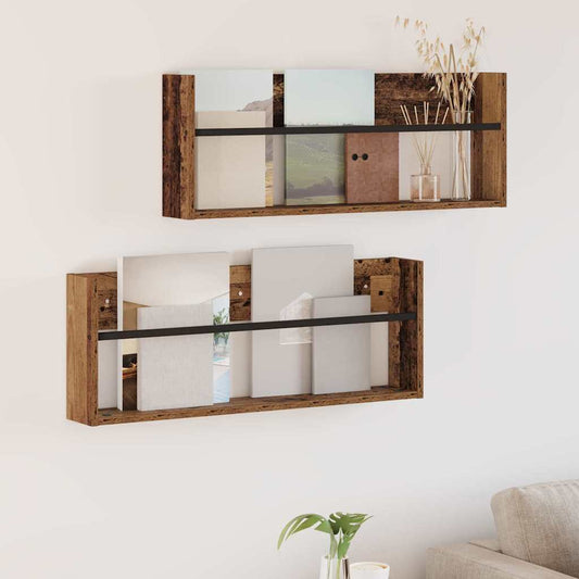 Magazinregal 2 Stk. Altholz 80 x 12 x 30 cm Holzwerkstoff