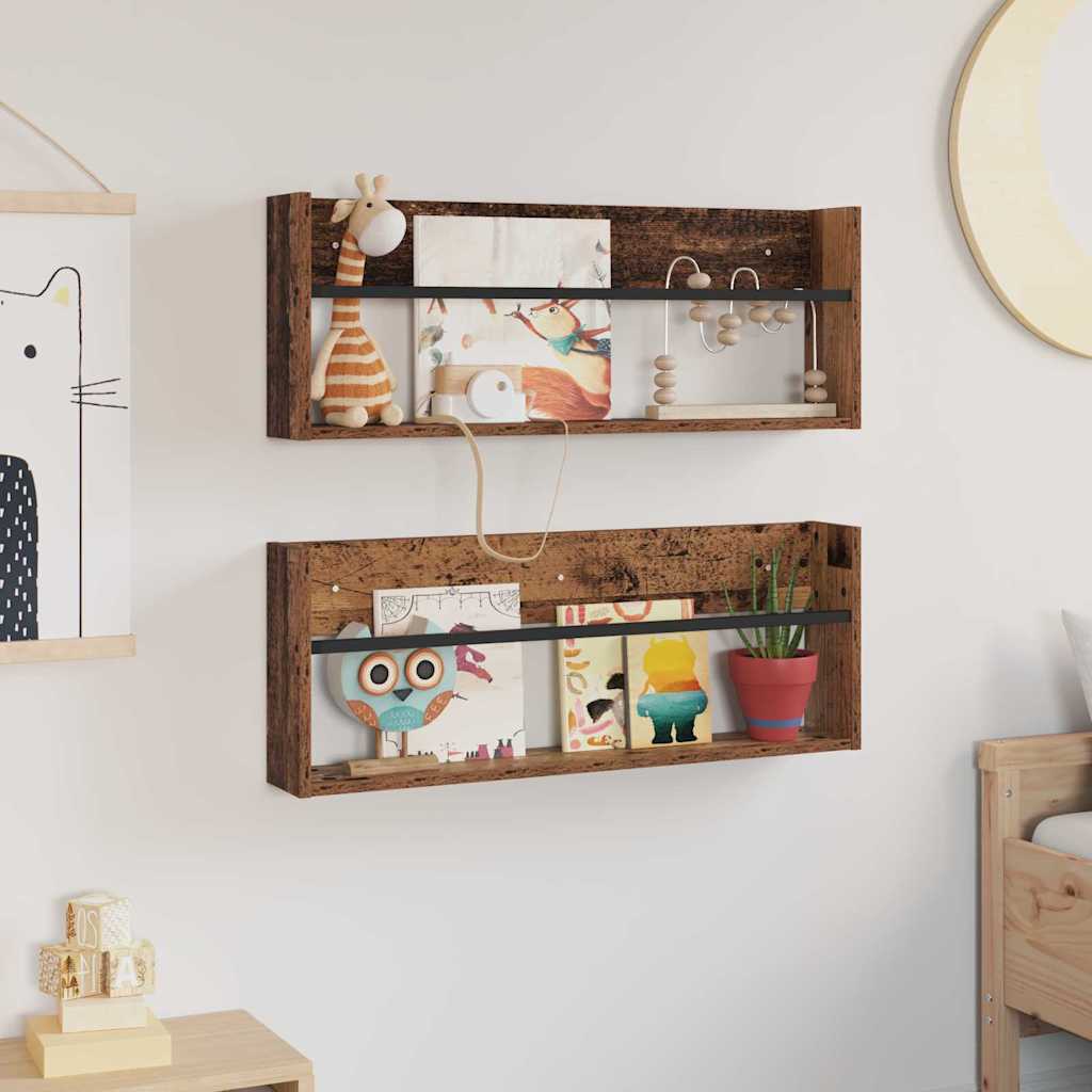 Magazinregal 2 Stk. Altholz 80 x 12 x 30 cm Holzwerkstoff
