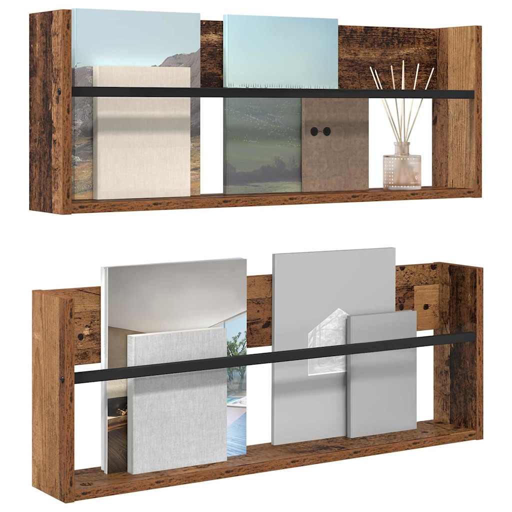Magazinregal 2 Stk. Altholz 80 x 12 x 30 cm Holzwerkstoff