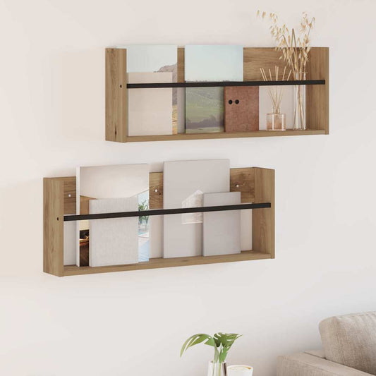 Magazinregal 2 Stk. Artisan-Eiche 80 x 12 x 30 cm Holzwerkstoff