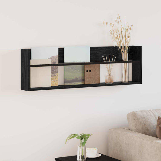 Magazinregal mit Regal Schwarz Eichen-Optik 100 x 12 x 30 cm