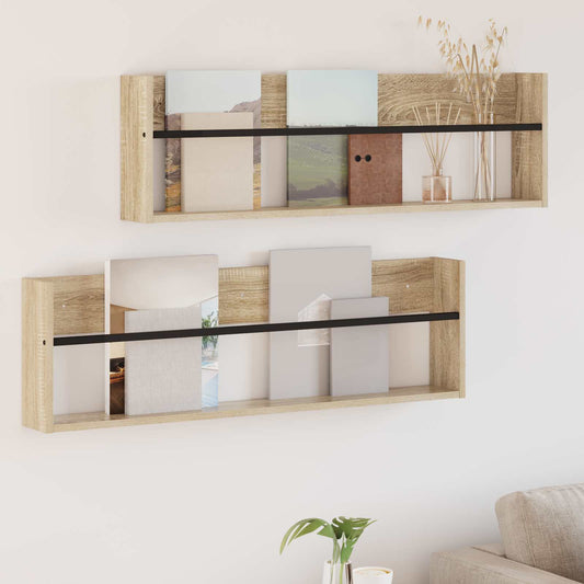 Magazinregal 2 Stk. Sonoma-Eiche 100 x 12 x 30 cm Holzwerkstoff