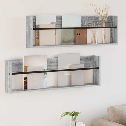 Magazinregal 2 Stk. Sonoma-Grau 100 x 12 x 30 cm Holzwerkstoff