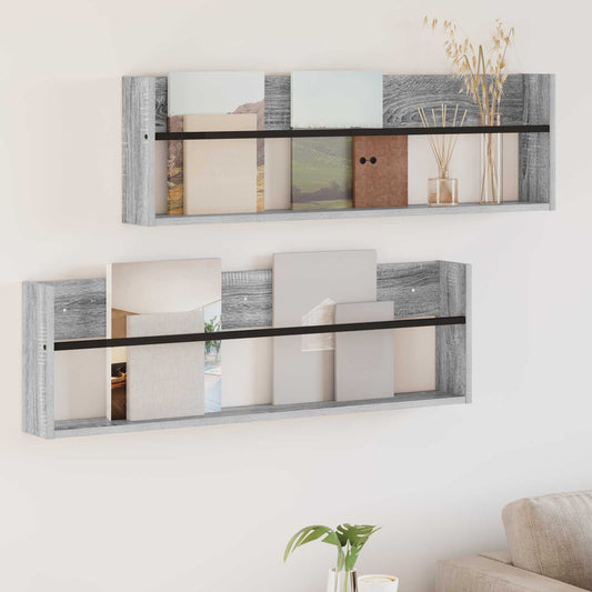 Magazinregal 2 Stk. Sonoma-Grau 100 x 12 x 30 cm Holzwerkstoff