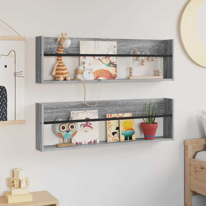 Magazinregal 2 Stk. Sonoma-Grau 100 x 12 x 30 cm Holzwerkstoff