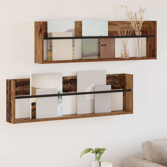 Magazinregal 2 Stk. Altholz 100 x 12 x 30 cm Holzwerkstoff
