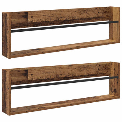 Magazinregal 2 Stk. Altholz 100 x 12 x 30 cm Holzwerkstoff