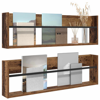 Magazinregal 2 Stk. Altholz 100 x 12 x 30 cm Holzwerkstoff