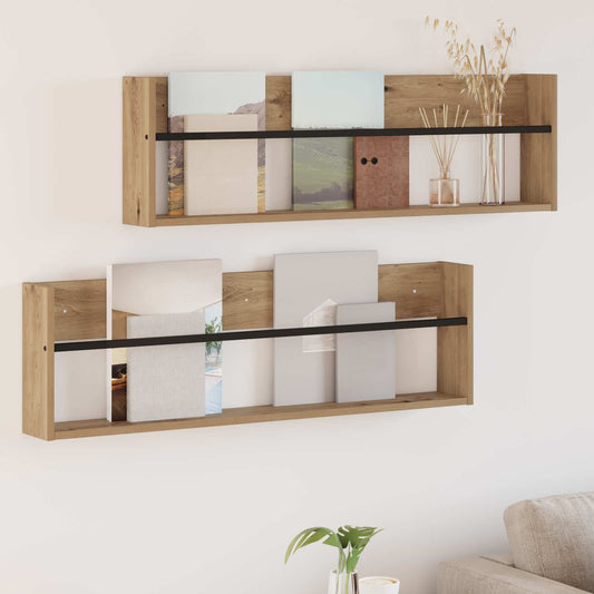 Magazinregal mit Regal 2 Stk. Artisan-Eiche 100 x 12 x 30 cm