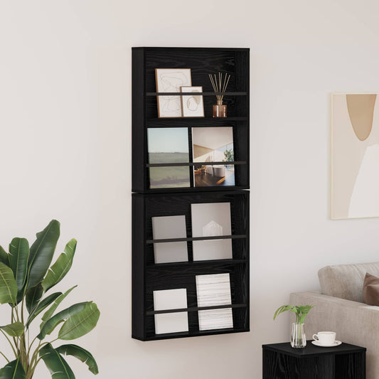 Magazinregal 2 stk. Schwarz Eichen-Optik 60 x 12 x 70 cm