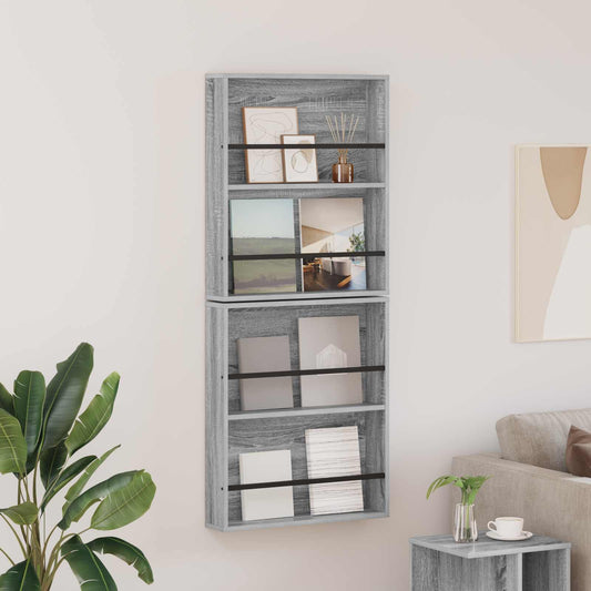 Magazinregal 2 stk. Graues Sonoma 60 x 12 x 70 cm Holzwerkstoff