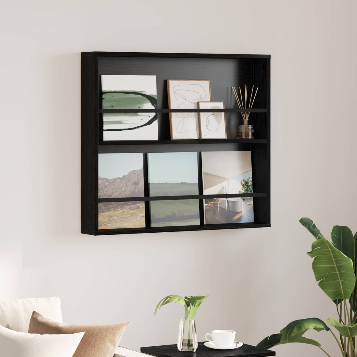 Magazinregal Schwarz Eichen-Optik 80 x 12 x 70 cm Holzwerkstoff