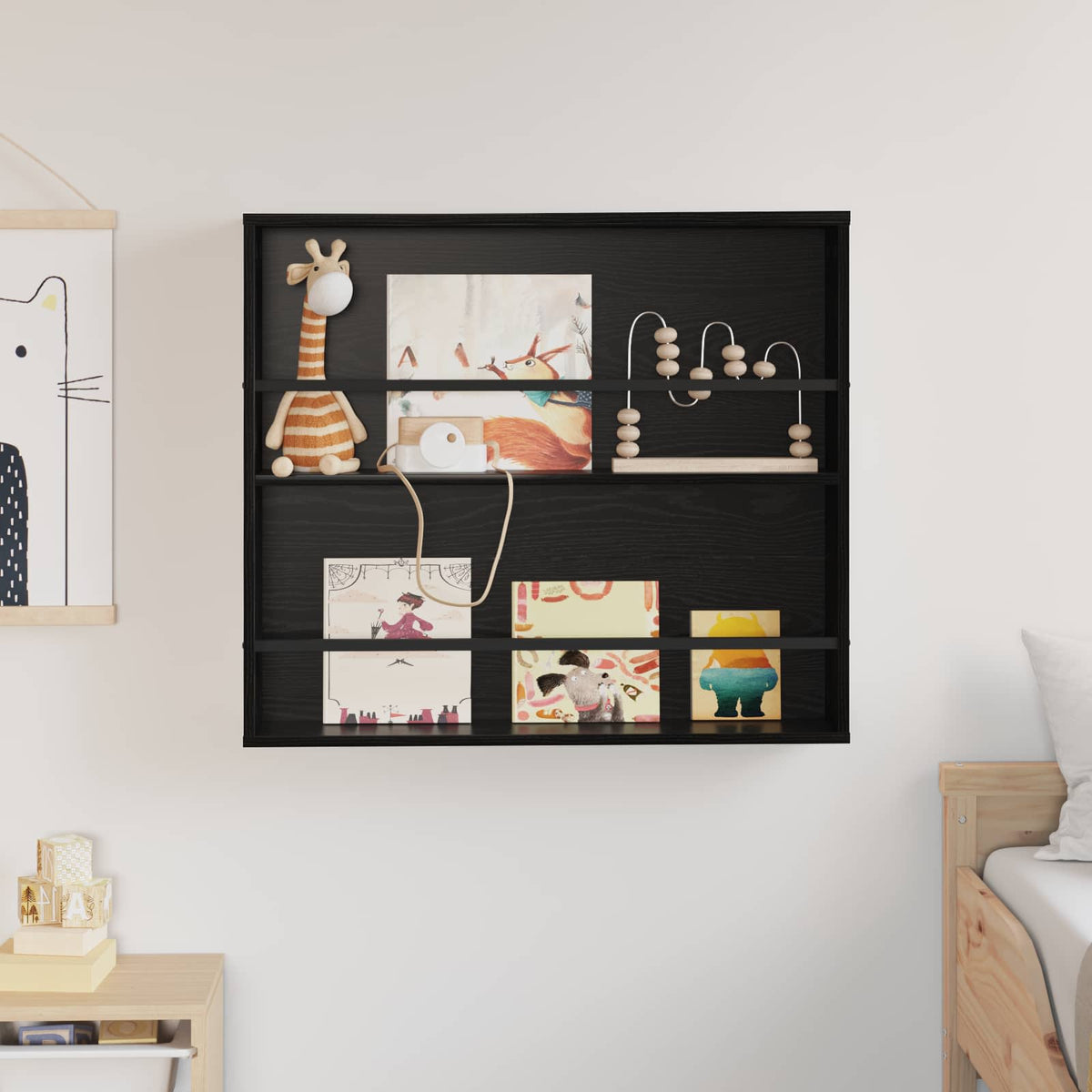 Magazinregal Schwarz Eichen-Optik 80 x 12 x 70 cm Holzwerkstoff