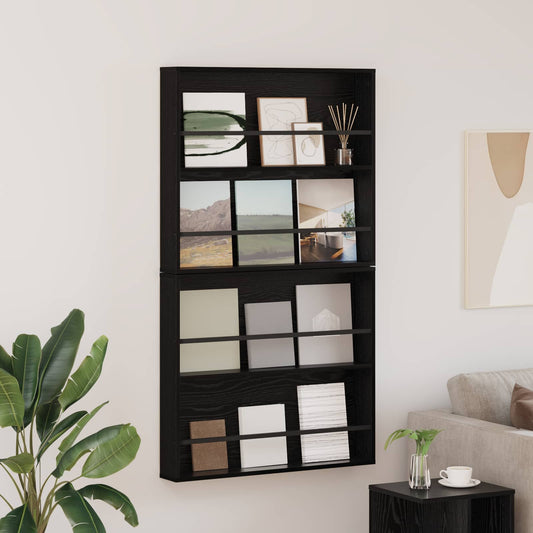 Magazinregal 2 stk. Schwarz Eichen-Optik 80 x 12 x 70 cm