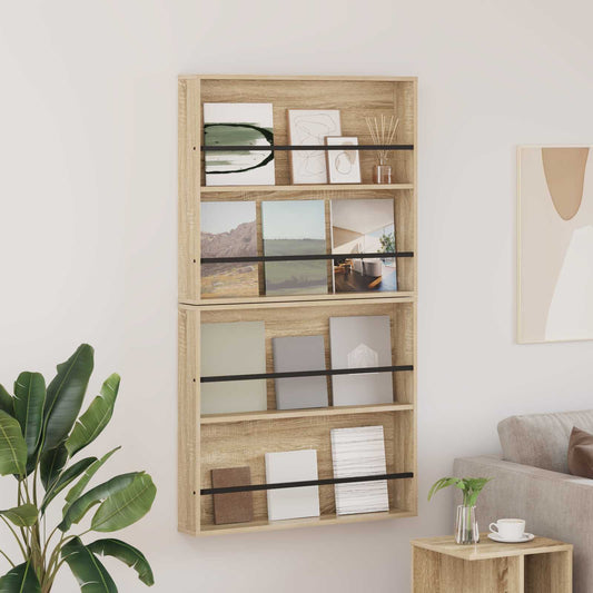 Magazinregal 2 stk. Sonoma-Eiche 80 x 12 x 70 cm Holzwerkstoff