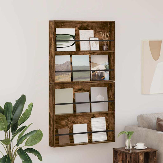 Magazinregal mit Regal 2 stk. Geräucherte Eiche 80 x 12 x 70 cm