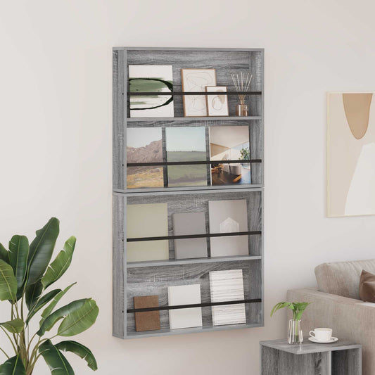 Magazinregal 2 stk. Graues Sonoma 80 x 12 x 70 cm Holzwerkstoff