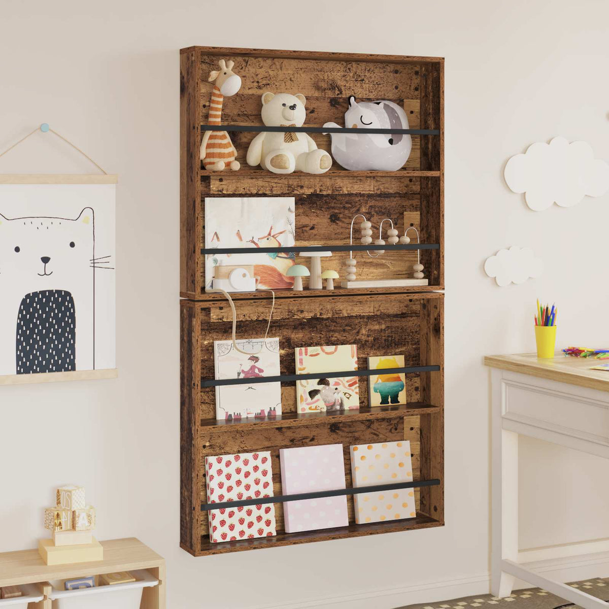 Magazinregal 2 stk. Altholz 80 x 12 x 70 cm Holzwerkstoff