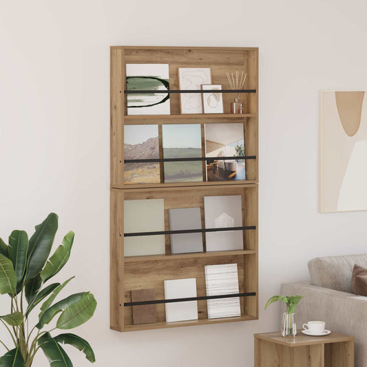 Magazinregal 2 stk. Artisan-Eiche 80 x 12 x 70 cm Holzwerkstoff