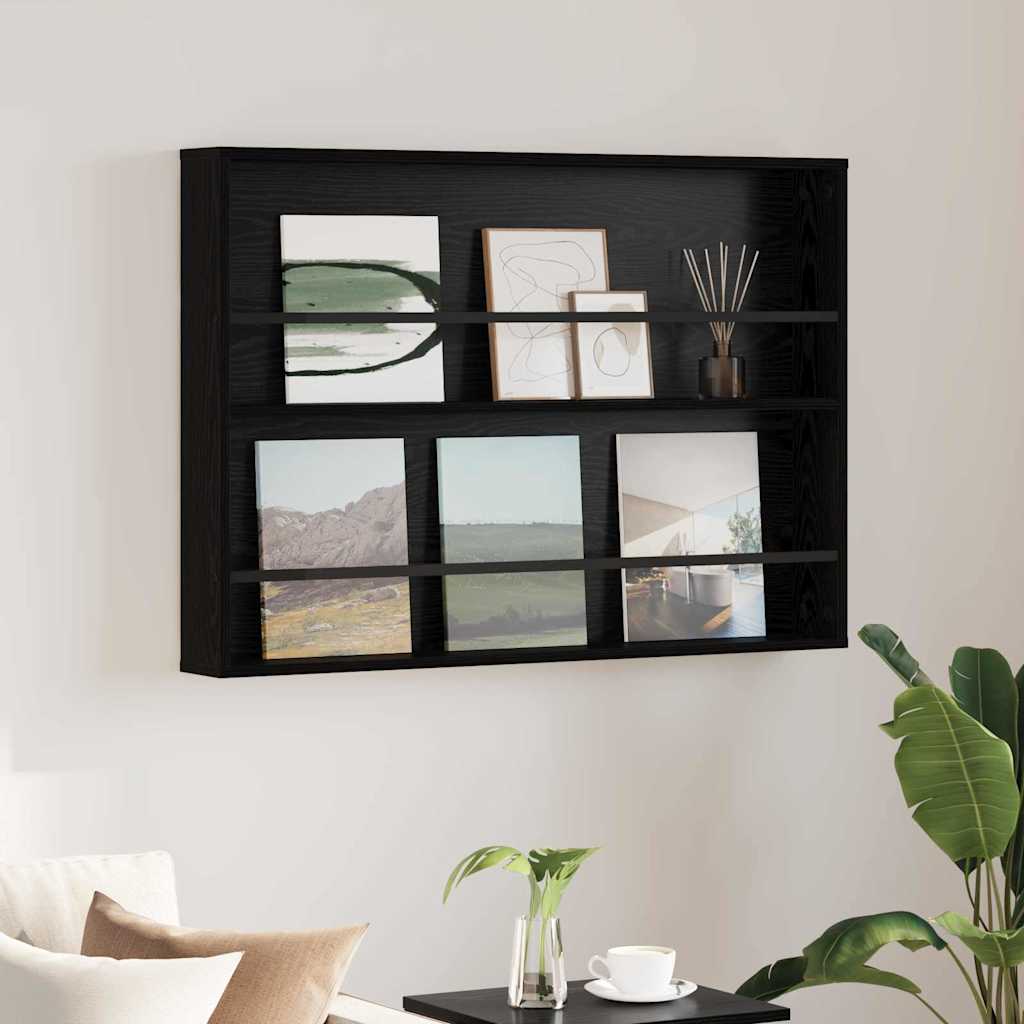 Magazinregal mit Regal Schwarz Eichen-Optik 100 x 12 x 70 cm