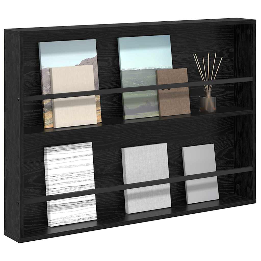 Magazinregal mit Regal Schwarz Eichen-Optik 100 x 12 x 70 cm
