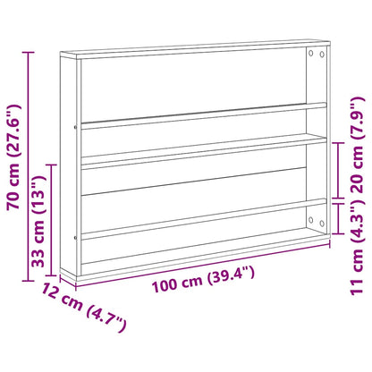 Magazinregal mit Regal Schwarz Eichen-Optik 100 x 12 x 70 cm