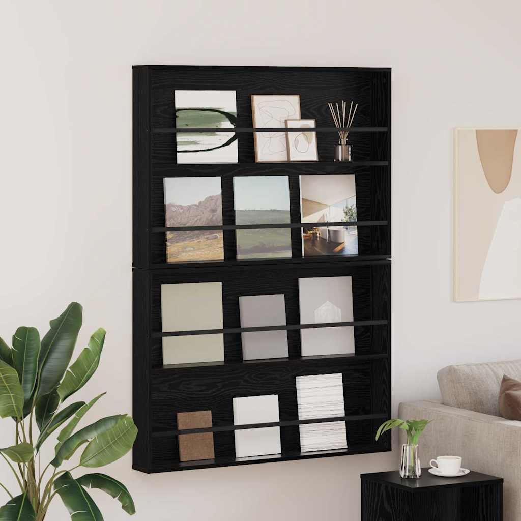 Magazinregal 2 stk. Schwarz Eichen-Optik 100 x 12 x 70 cm