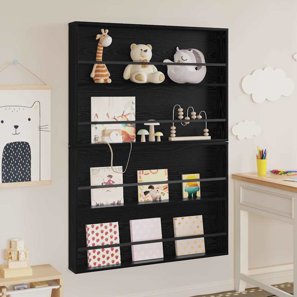 Magazinregal 2 stk. Schwarz Eichen-Optik 100 x 12 x 70 cm