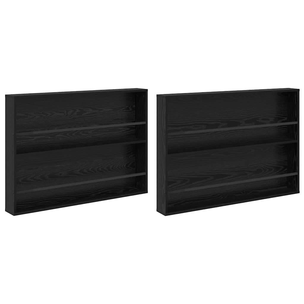 Magazinregal 2 stk. Schwarz Eichen-Optik 100 x 12 x 70 cm