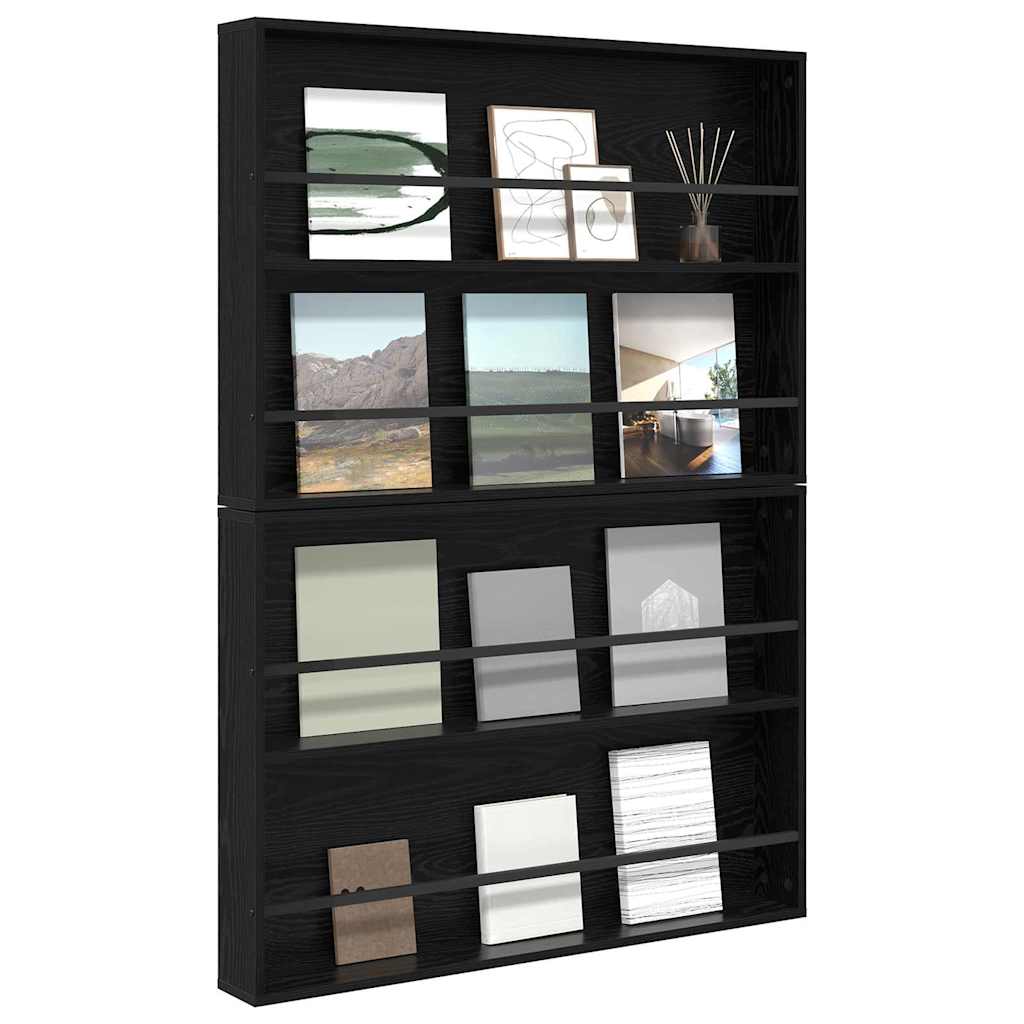 Magazinregal 2 stk. Schwarz Eichen-Optik 100 x 12 x 70 cm