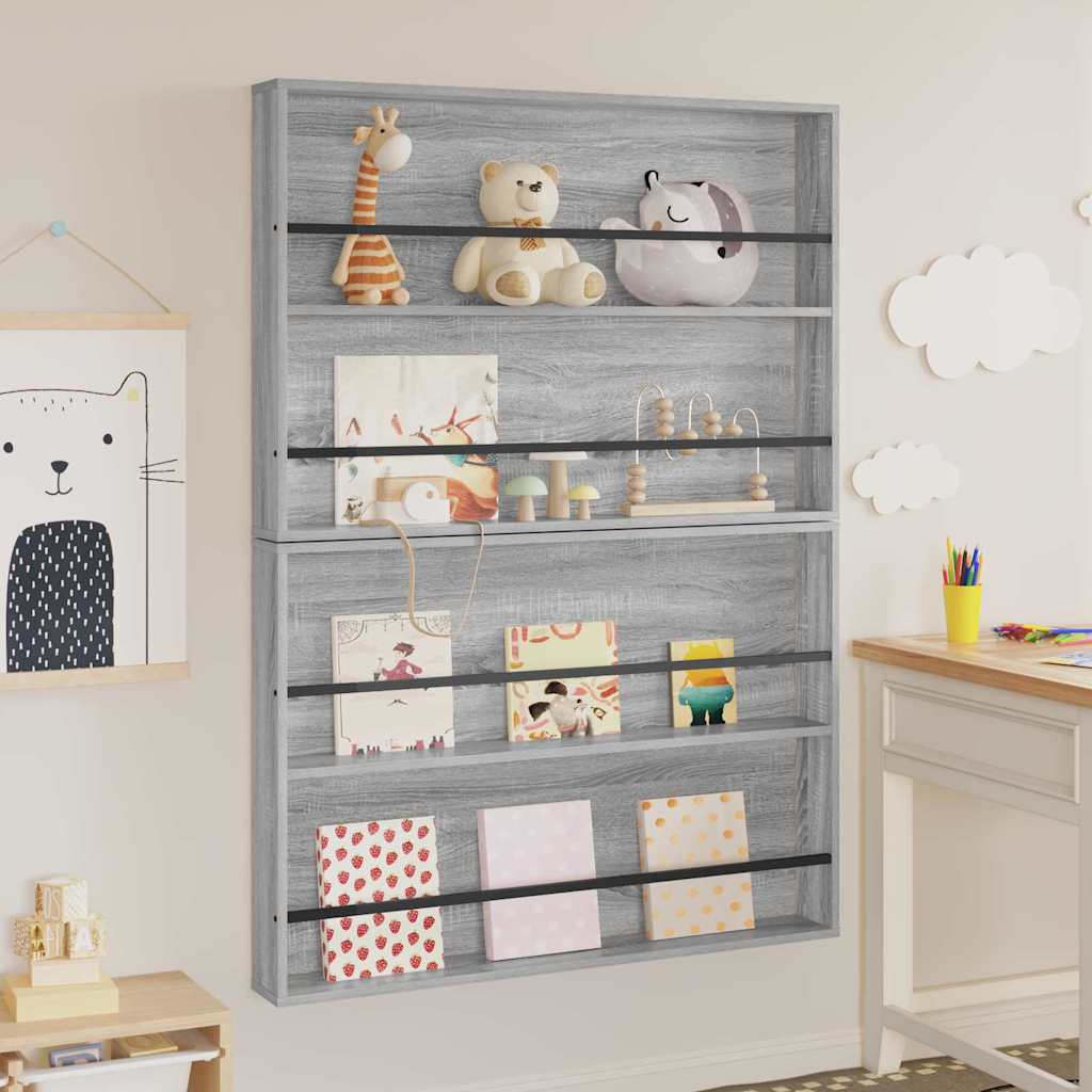 Magazinregal mit Regal 2 stk. Graues Sonoma 100 x 12 x 70 cm