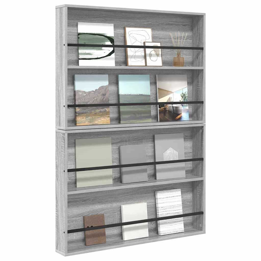 Magazinregal mit Regal 2 stk. Graues Sonoma 100 x 12 x 70 cm
