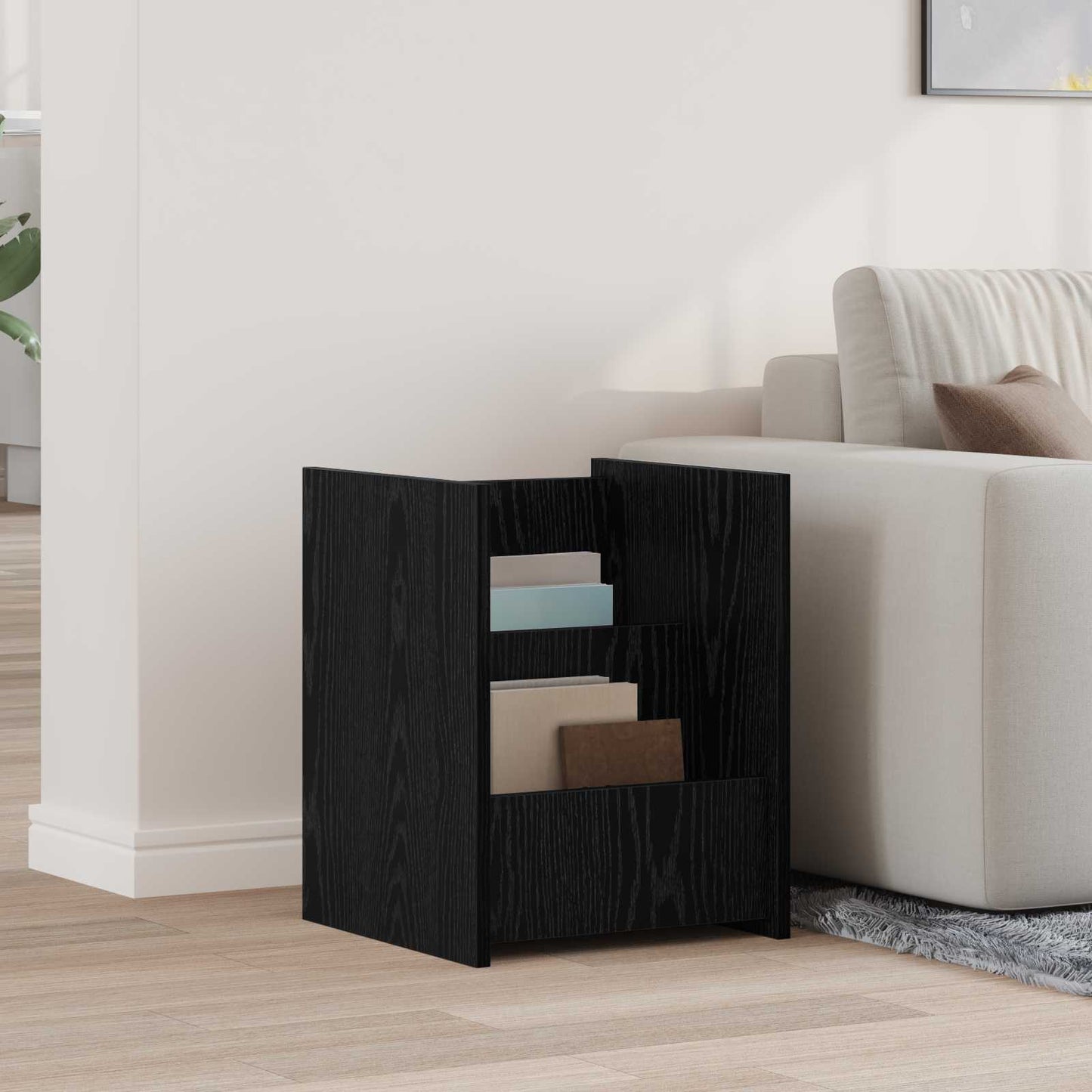 Magazinregal Schwarz Eichen-Optik 35 x 35 x 45 cm Holzwerkstoff