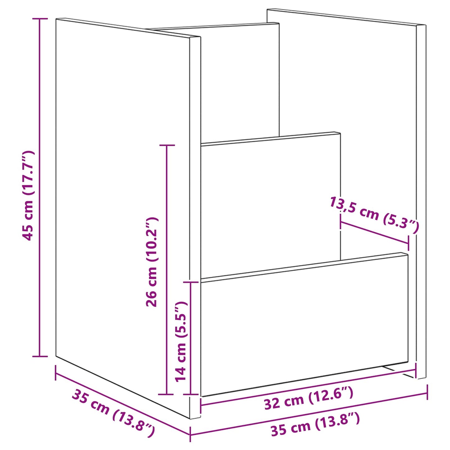 Magazinregal Schwarz Eichen-Optik 35 x 35 x 45 cm Holzwerkstoff
