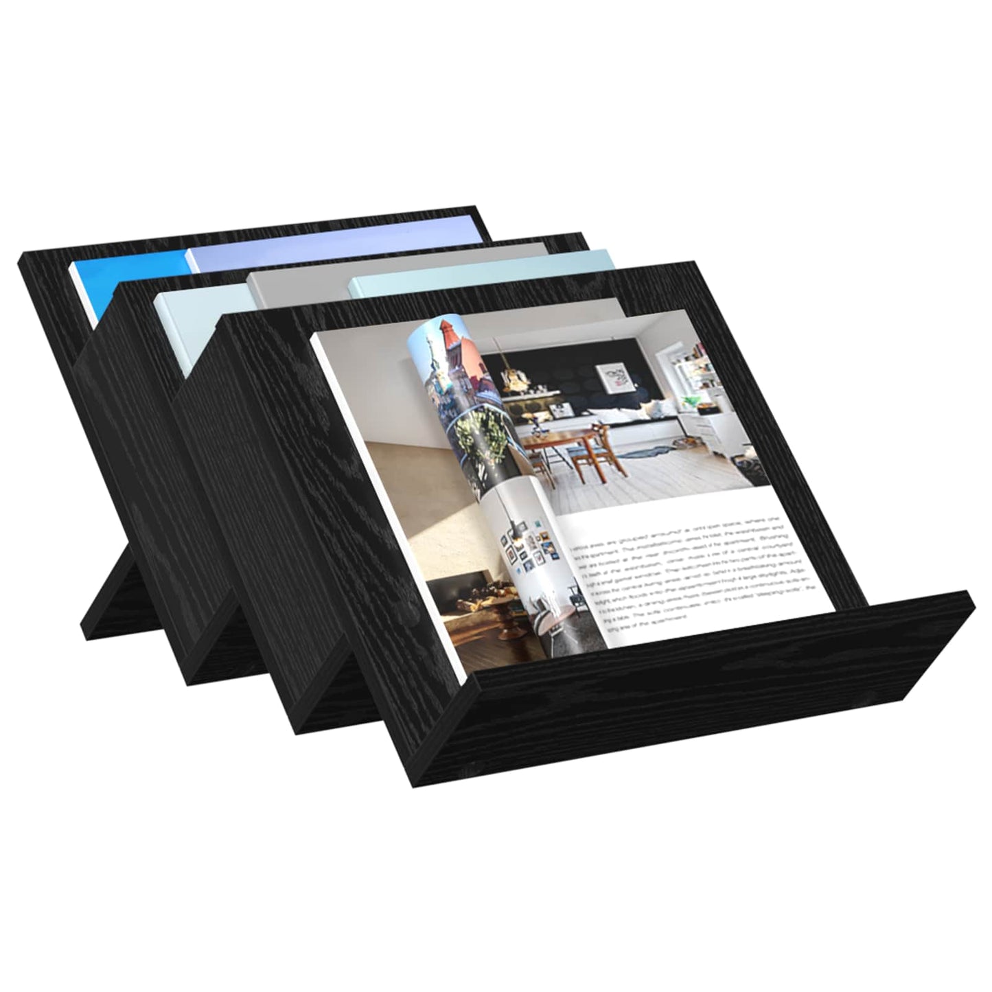 Magazinregal mit Regal Schwarz Eichen-Optik 53 x 40 x 28,5 cm