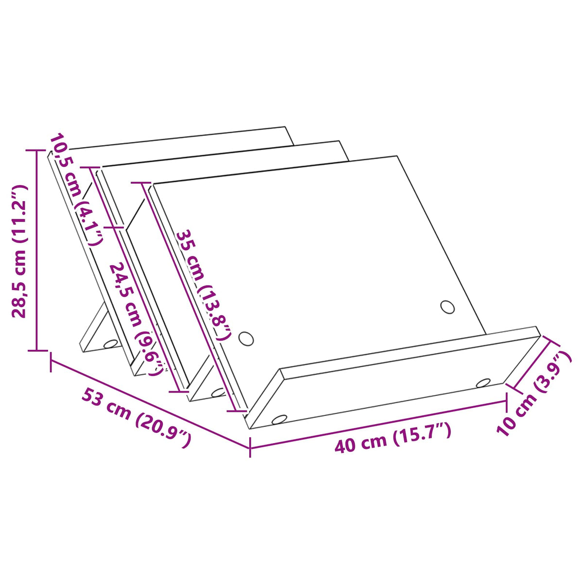 Magazinregal Sonoma-Grau 53 x 40 x 28,5 cm Holzwerkstoff