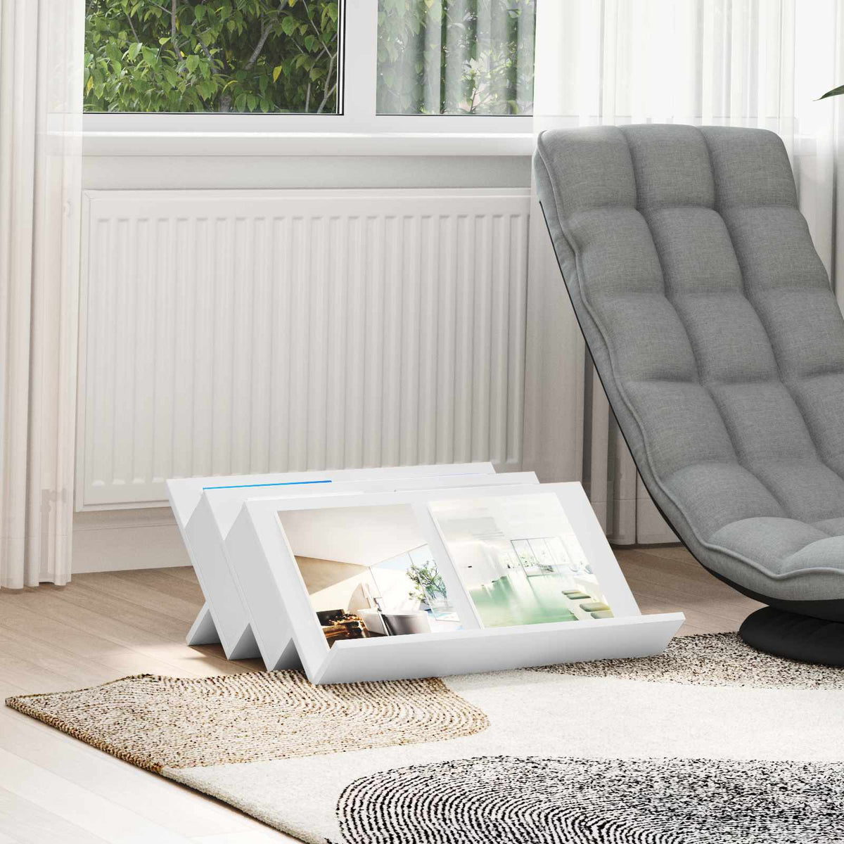 Magazinregal mit Regal Weiß 65 x 53 x 28,5 cm Holzwerkstoff