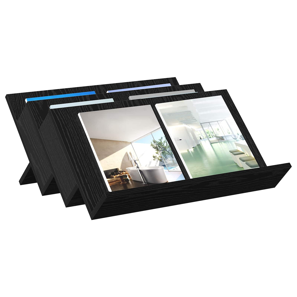 Magazinregal mit Regal Schwarz Eichen-Optik 65 x 53 x 28,5 cm