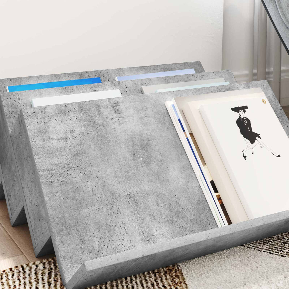 Magazinregal Beton Grau 65 x 53 x 28,5 cm Holzwerkstoff
