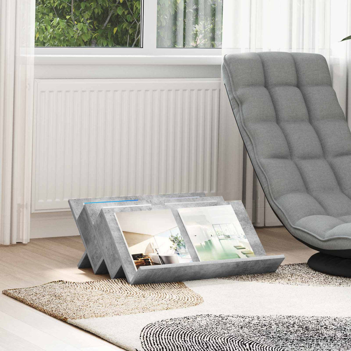 Magazinregal Beton Grau 65 x 53 x 28,5 cm Holzwerkstoff