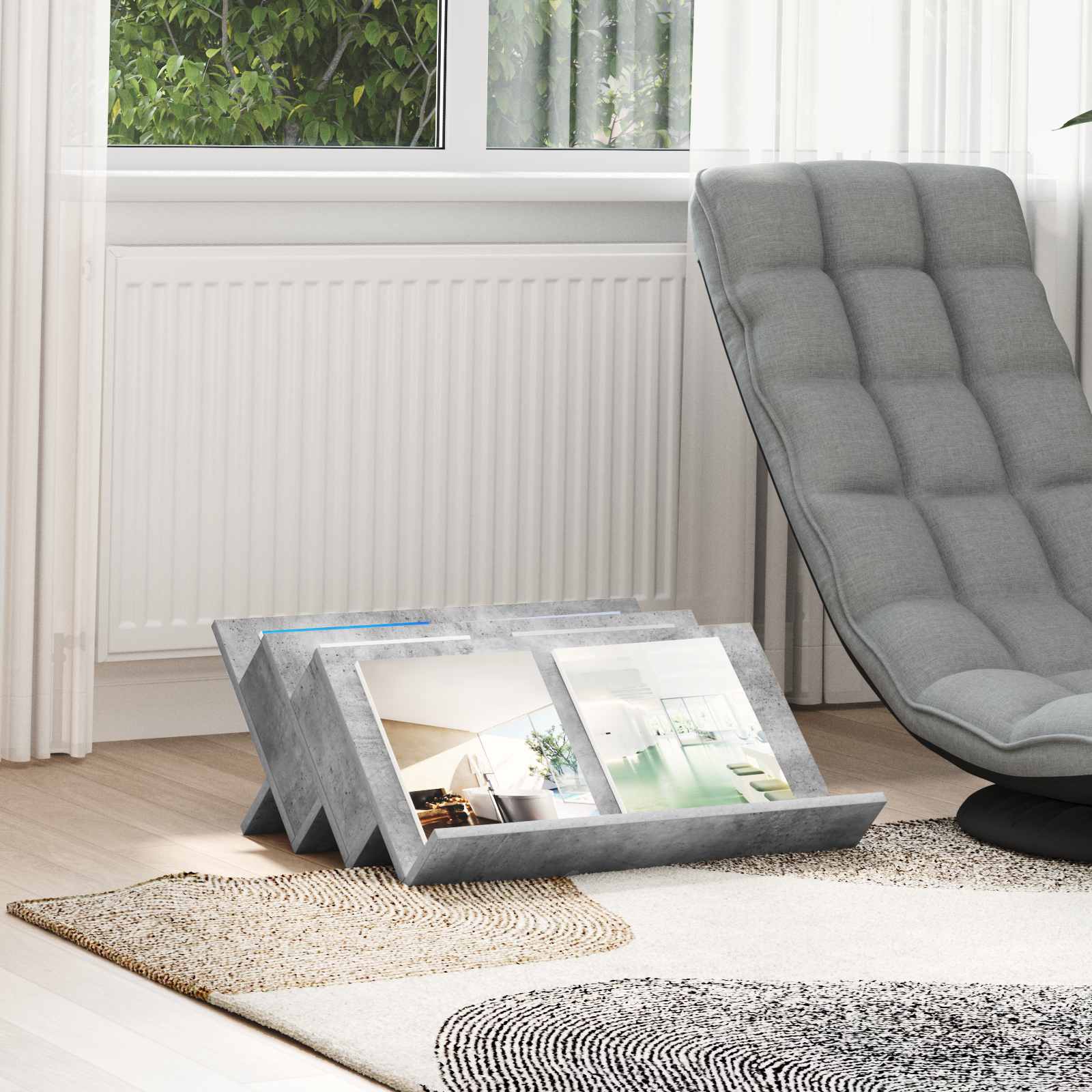 Magazinregal Beton Grau 65 x 53 x 28,5 cm Holzwerkstoff