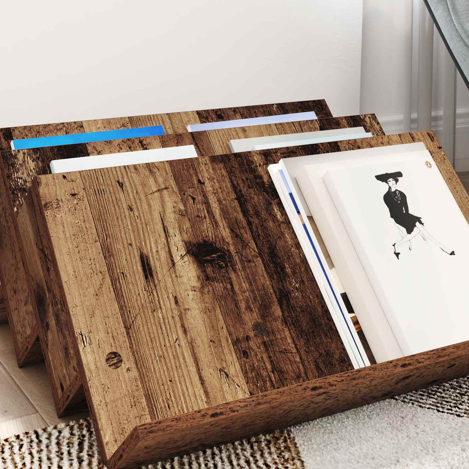 Magazinregal mit Regal Altholz 65 x 53 x 28,5 cm Holzwerkstoff