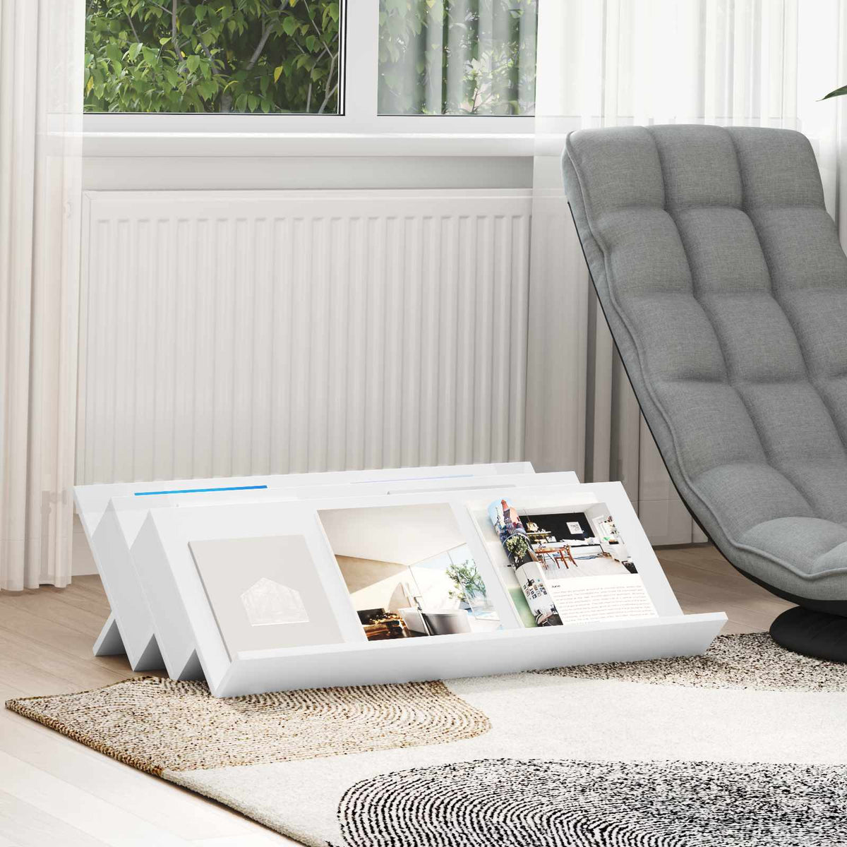 Magazinregal mit Regal Weiß 90 x 53 x 28,5 cm Holzwerkstoff