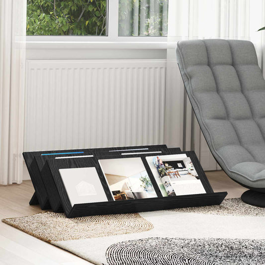 Magazinregal mit Regal Schwarz Eichen-Optik 90 x 53 x 28,5 cm