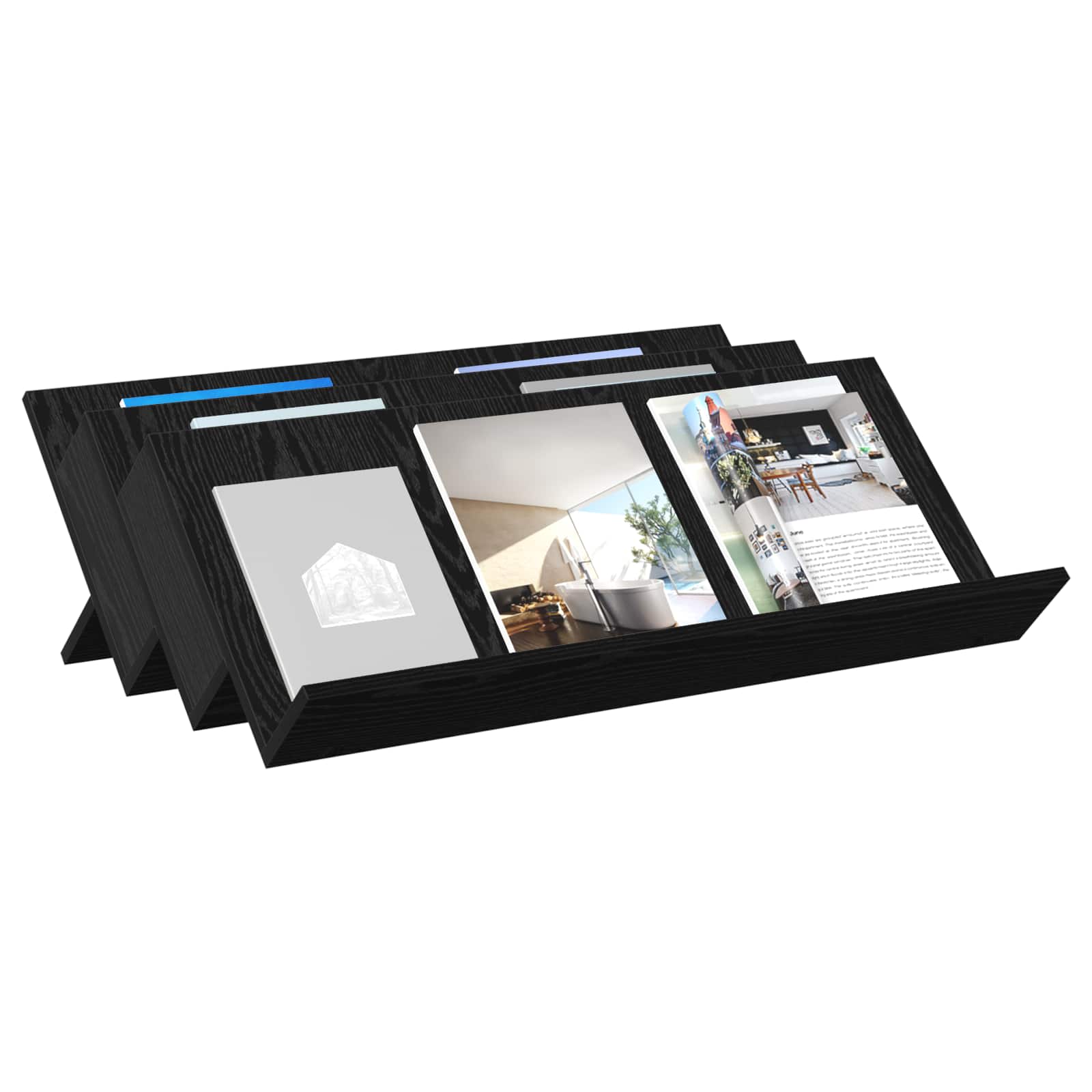 Magazinregal mit Regal Schwarz Eichen-Optik 90 x 53 x 28,5 cm