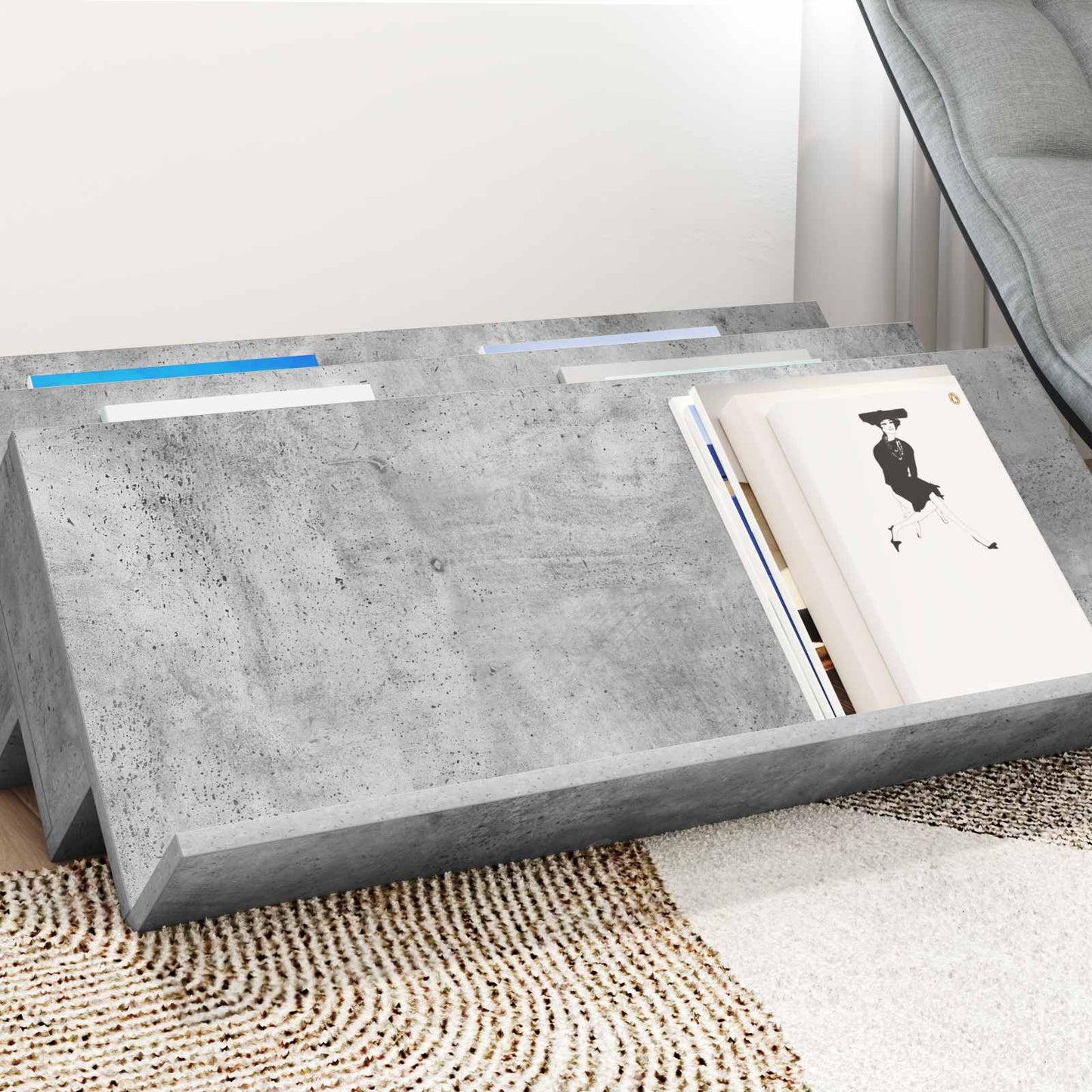 Magazinregal Beton Grau 90 x 53 x 28,5 cm Holzwerkstoff